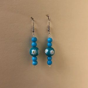 Handmade Blue Daisy Earrings